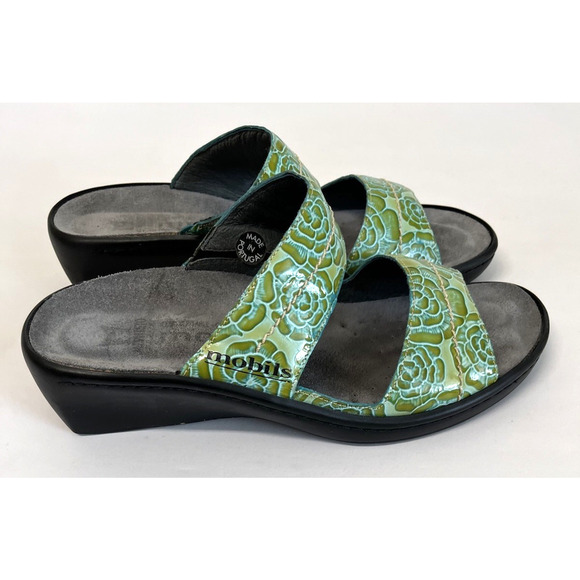 Mephisto Mobils Air-Relax Snake Print Sandals Size 40/9.5 -10 US Green - Picture 1 of 10